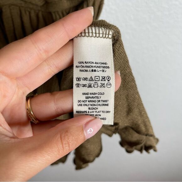 Free People Float Away Ruffle Tank Top Olive Green Size Medium - Picture 4 of 5